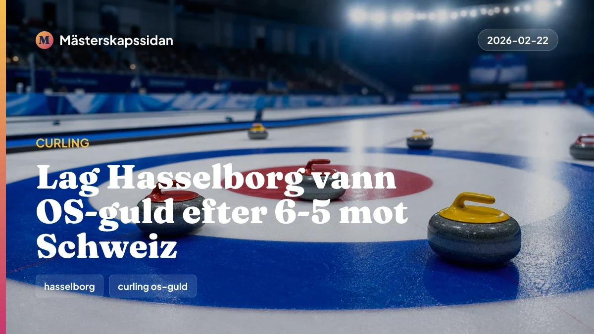 Bildkort för Lag Hasselborg vann OS-guld efter 6-5 mot Schweiz.