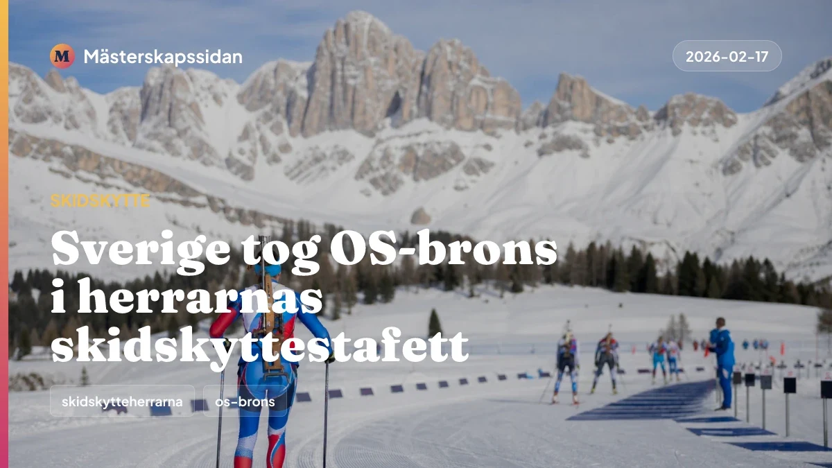 Bildkort för Sverige tog OS-brons i herrarnas skidskyttestafett.