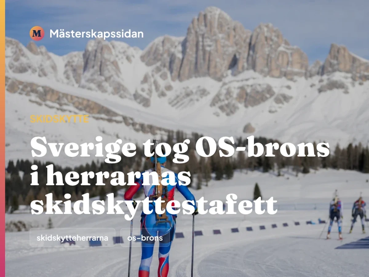 Bildkort för Sverige tog OS-brons i herrarnas skidskyttestafett.